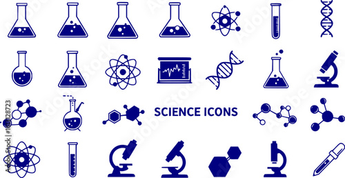 Vector science and chemistry icon set