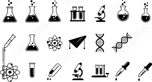 Vector science and chemistry icon set