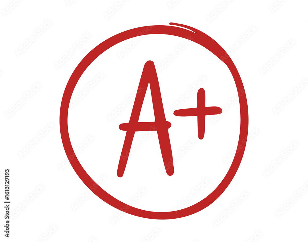 Obraz premium grade plus result hand drawn doodle pen icon. school red mark in circle