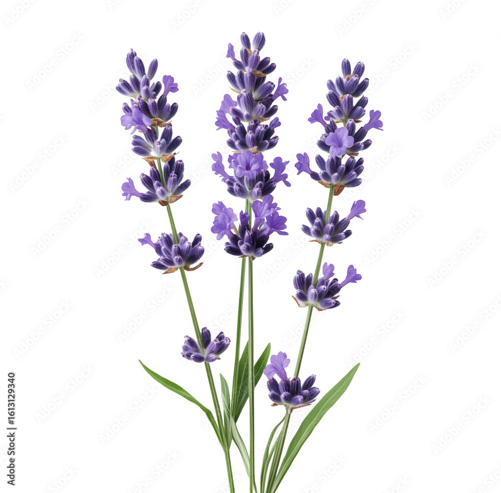 Obraz premium Vibrant closeup of lavender flowers with purple blooms against a transparent background