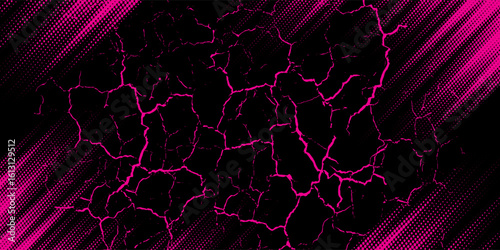 Halftone dot pattern, pink and black gradient grunge texture background. Pop art comic style vector illustration, dots.