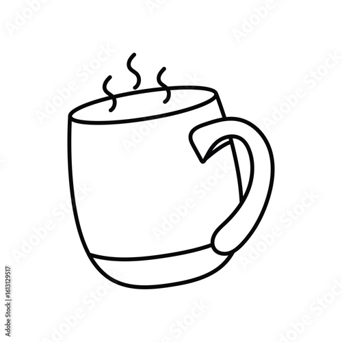Mug with Steam line icon with white background vector stock illustration