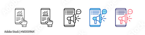 Mobile Marketing Icon In 5 Different Styles Set Collection.  