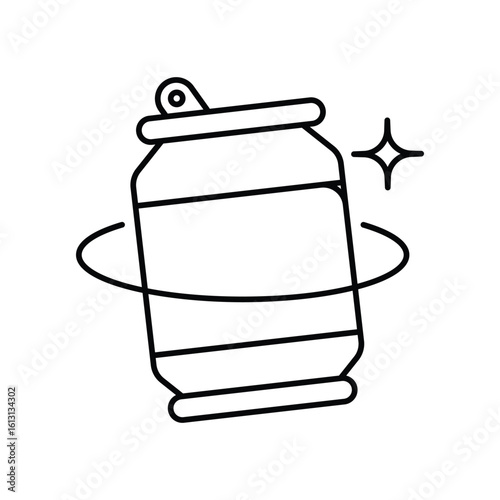 Soda Can line icon with white background vector stock illustration