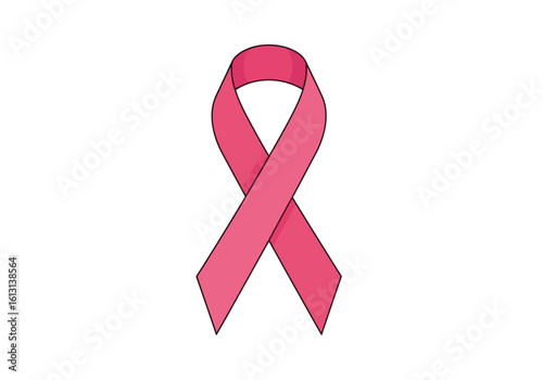 Vector art of a pink ribbon symbolizes breast cancer awareness isolated on white background