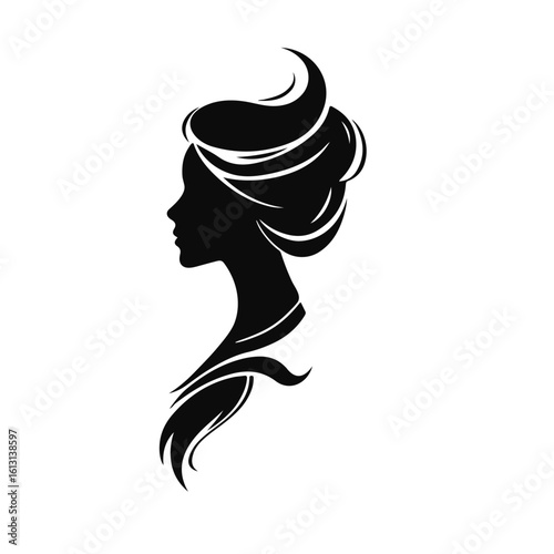 Elegant woman silhouette, female profile vector, beauty salon logo, lady face outline, stylish girl head design