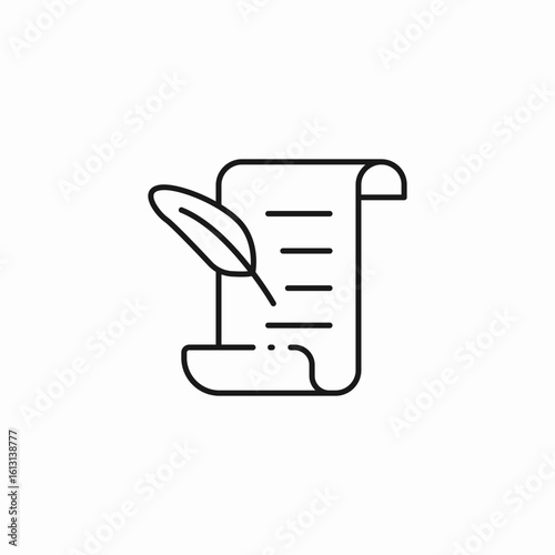 scroll feather writing icon sign vector