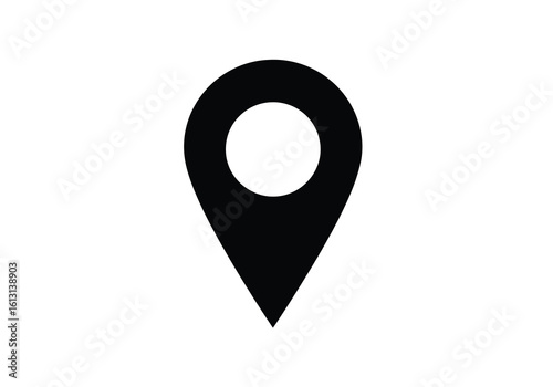 Vector art of a black location pin icon isolated on white background