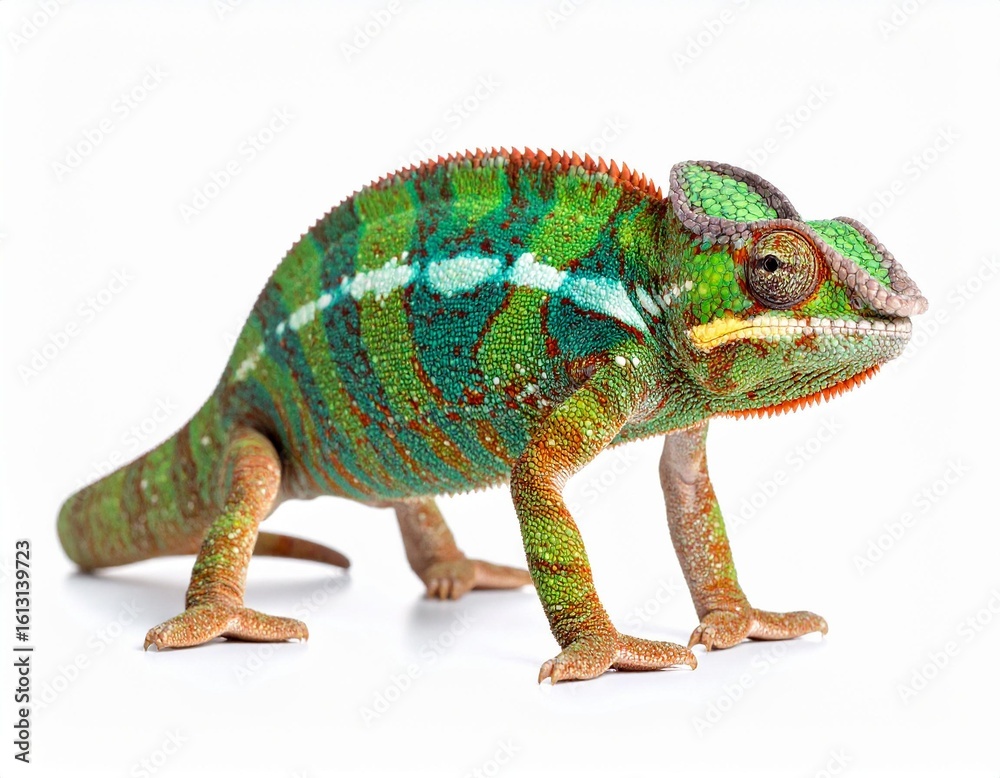 Obraz premium Veiled Chameleon on White Background