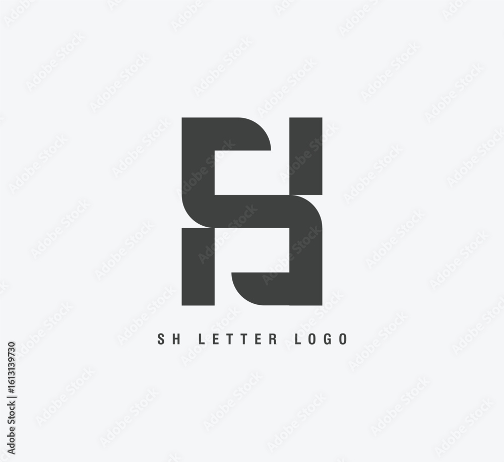 Obraz premium Modern SH Monogram Logo Design – Minimalist Bold Lettermark
