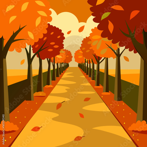    peaceful garden alley in full autumn bloom wi