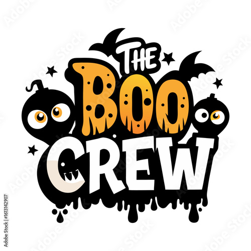 The Boo Crew Kawaii Ghosts Halloween typography t-shirt design
