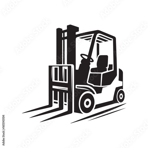 forklift vector silhouette clip art logo design illustration
