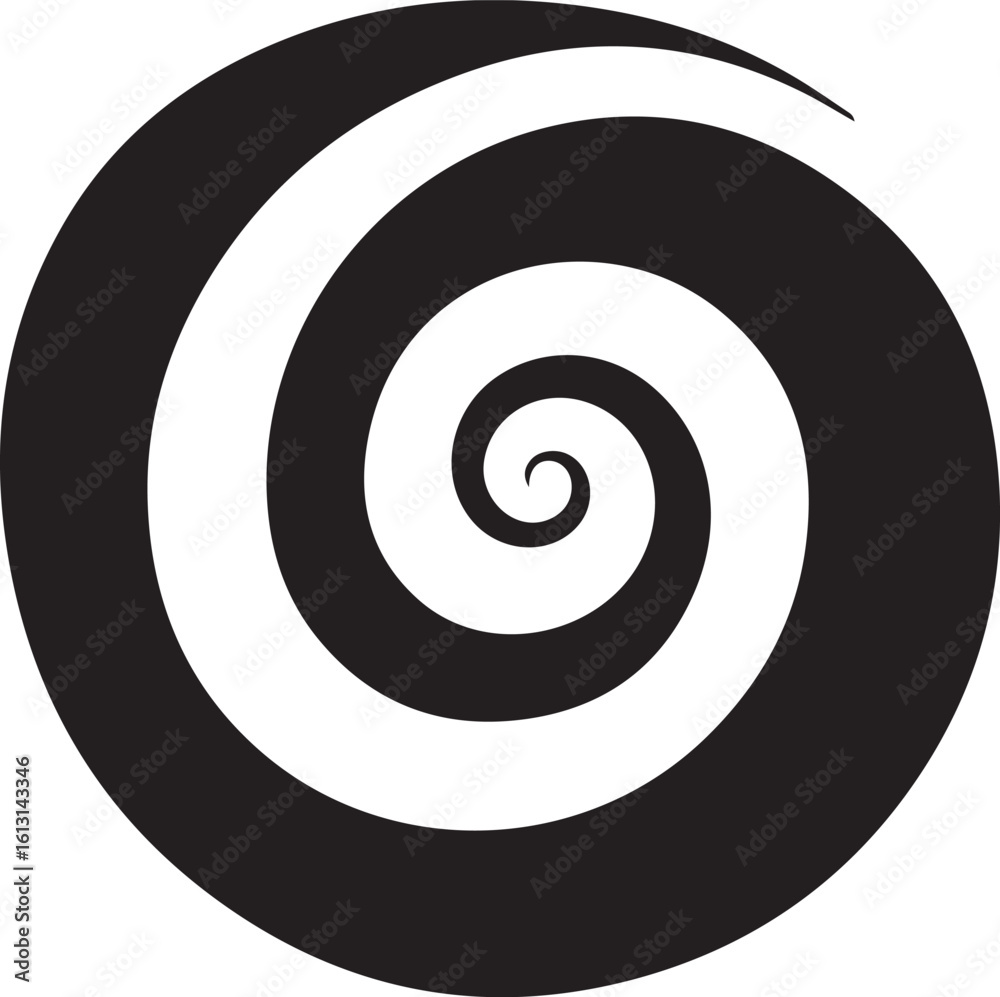 Fototapeta premium Spiral in silhouette image white background.