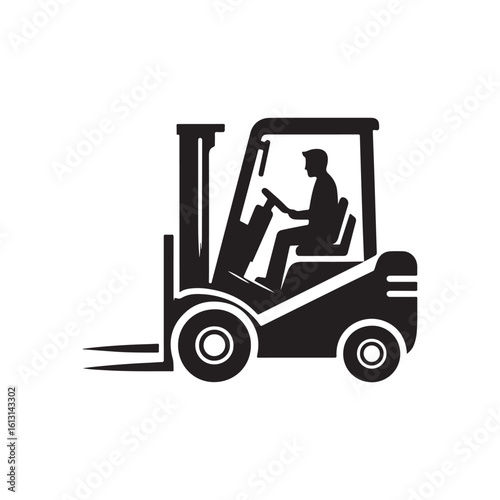 forklift vector silhouette clip art logo design illustration