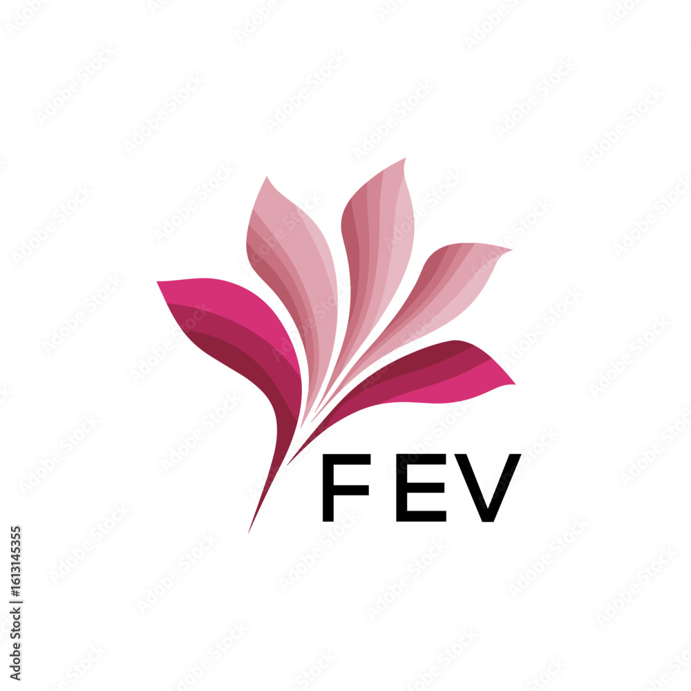 Fototapeta premium FEV Modern Floral Abstract Logo Design, FEV Later Logo, Creative Botanical Brand Identity, Luxury Flower Emblem for Business 