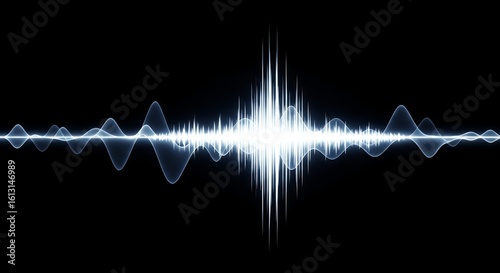 An abstract, glowing sound wave representing a voice command to a digital assistant.