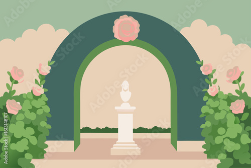 elegant arch with cream and blush roses  standing 