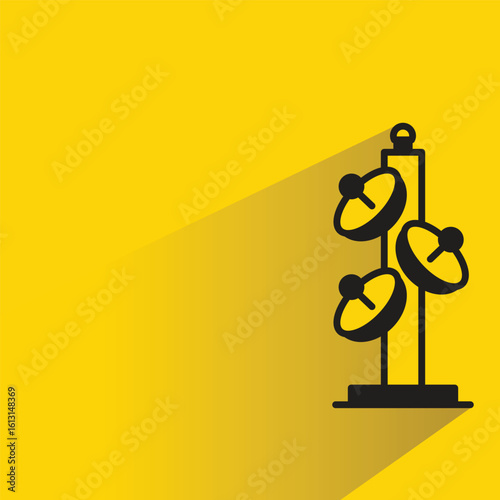 network tower icon with shadow on yellow background