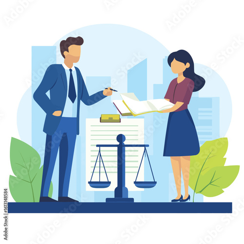 Notary public and businessman signing and stamping legal documents for certification and validation