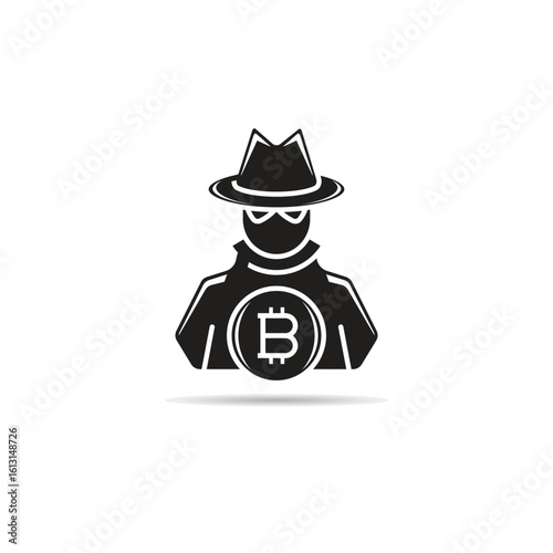 bitcoin thief icon vector illustration