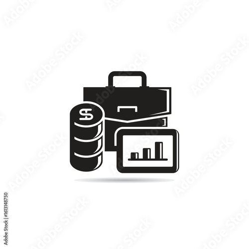 money assets and briefcase icon vector illustration