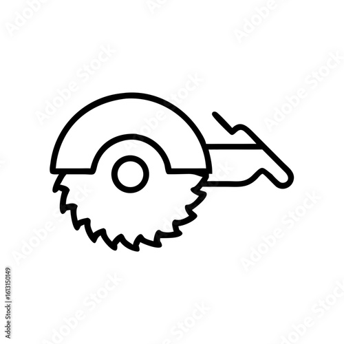 Circular saw icon in minimalist design with clear lines  