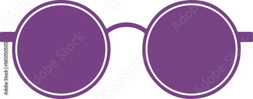 Simple illustration of round, purple-tinted sunglasses.