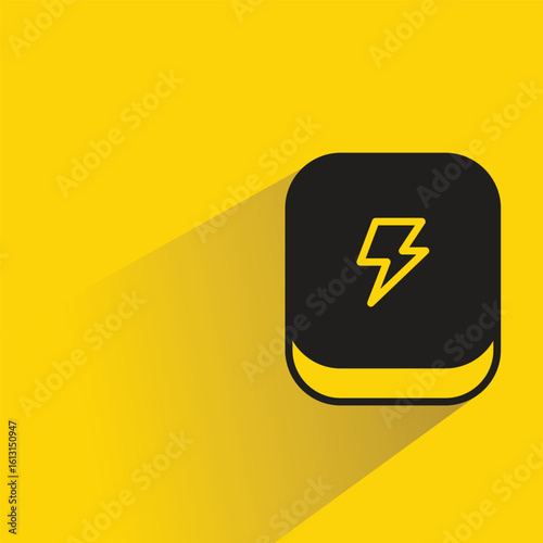 power bank icon with shadow on yellow background