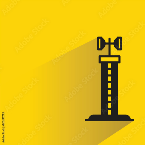 network tower icon with shadow on yellow background