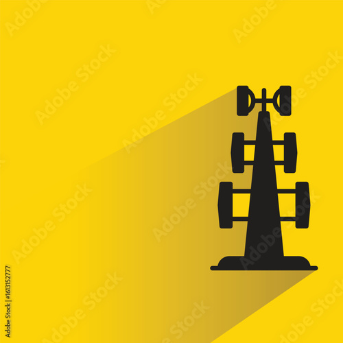 network tower icon with shadow on yellow background