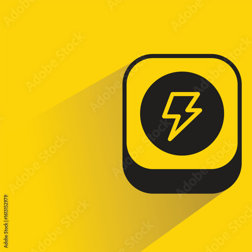 energy button icon with shadow yellow background