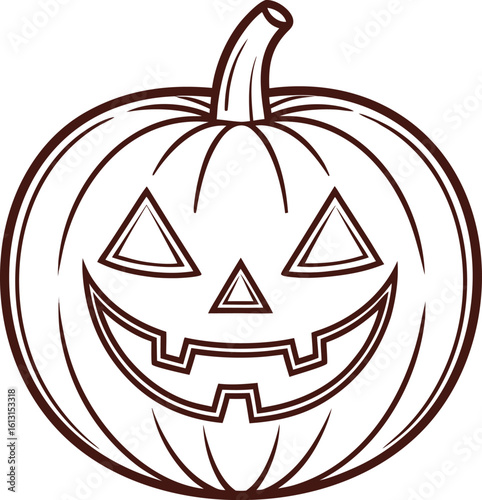 Eco friendly Halloween decoration Simple outline drawing of a happy halloween pumpkin