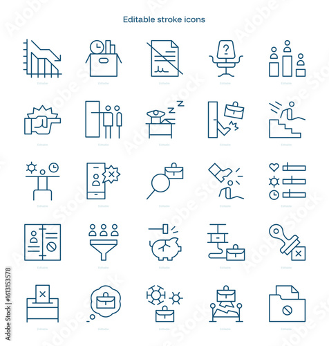 Dismissal stroke icon. Dismissal line icon set. editable stroke icon pack