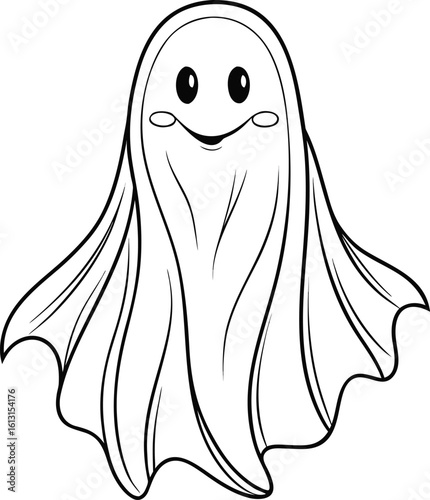 Eco friendly Halloween decoration Cute friendly ghost character hand drawn illustration