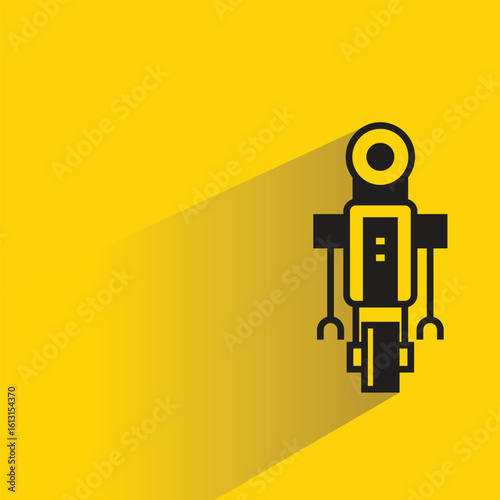 robot character icon with shadow on yellow background