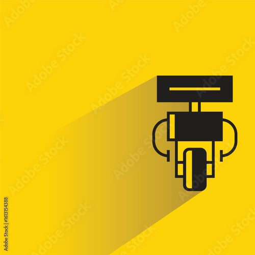 robot character icon with shadow on yellow background
