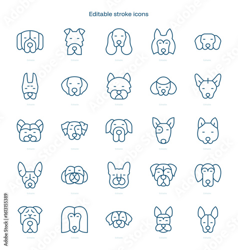 Dog Breeds stroke icon. Dog Breeds line icon set. editable stroke icon pack