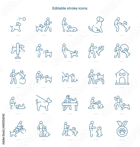 Dog Training stroke icon. Dog Training line icon set. editable stroke icon pack