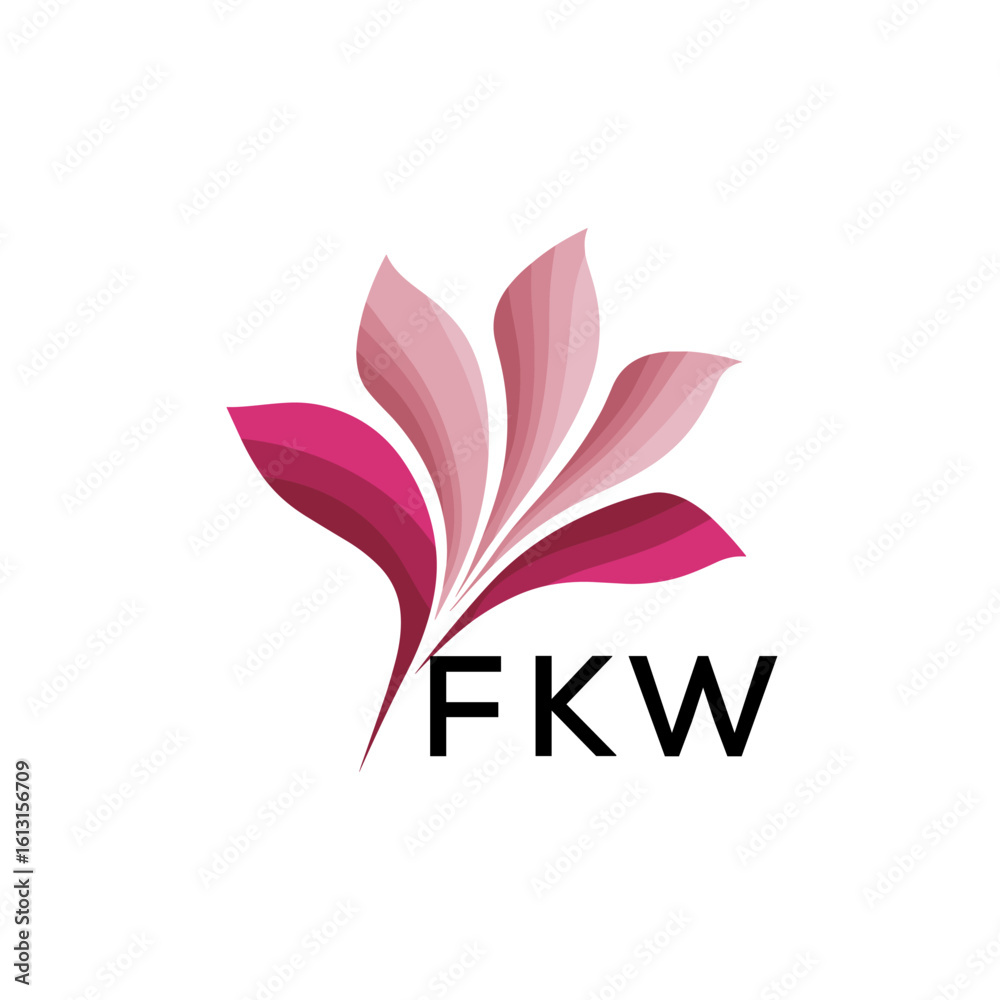 Obraz premium FKW Modern Floral Abstract Logo Design, FKW Later Logo, Creative Botanical Brand Identity, Luxury Flower Emblem for Business 