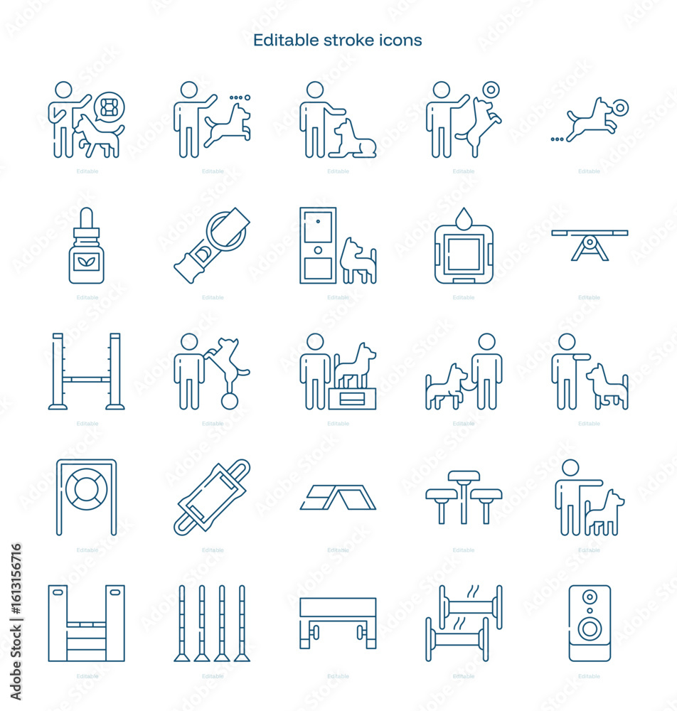 Dog Training stroke icon. Dog Training line icon set. editable stroke icon pack Dog Training stroke icon. Dog Training line icon set. editable stroke icon pack