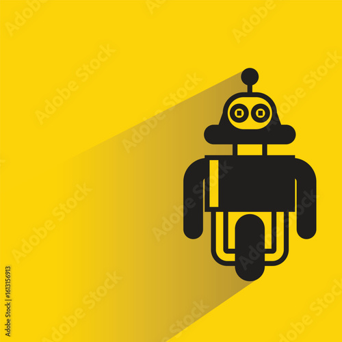 robot icon with shadow on yellow background