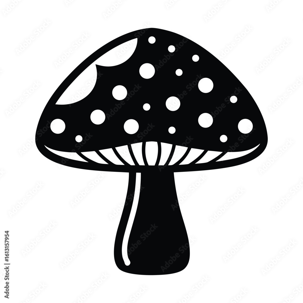 Black And White Mushroom Graphic With Decorative Spots Design Black And White Mushroom Graphic With Decorative Spots Design