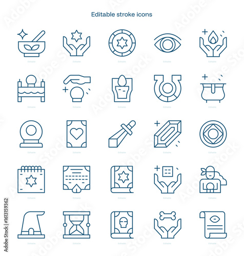 Fortune Teller stroke icon. Fortune Teller line icon set. editable stroke icon pack