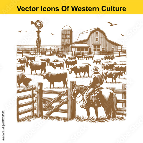 Cowboy & Horse on the Ranch: Life at the Western Animal Farm”