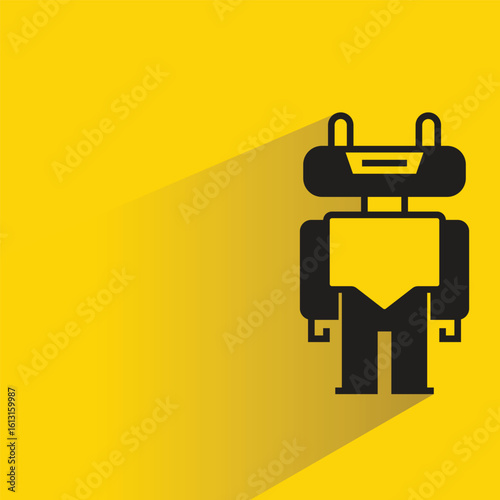 robot character with shadow on yellow background