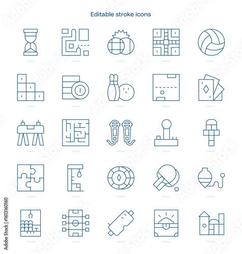 Game Development stroke icon. Game Development line icon set. editable stroke icon pack