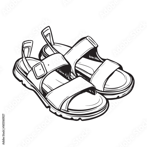 Vector illustration of strappy sandals with modern and fashionable footwear design, suitable for summer collections, fashion catalogs, product mockups, and lifestyle visuals.