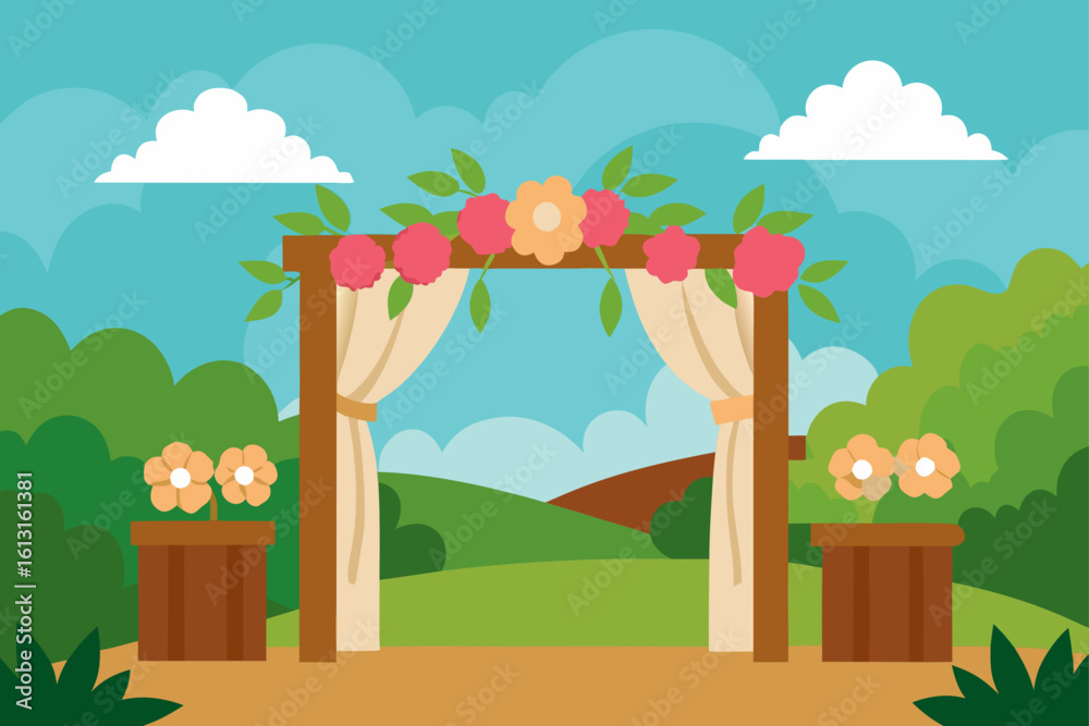 Fototapeta premium landscape with trees and flowers