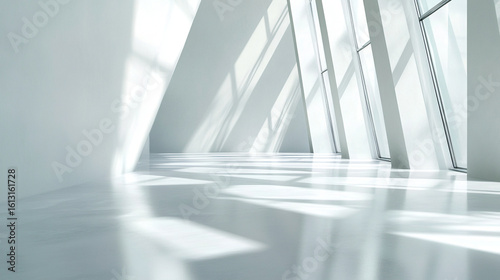 Bright Modern Architecture Interior with Sunlight and White Walls